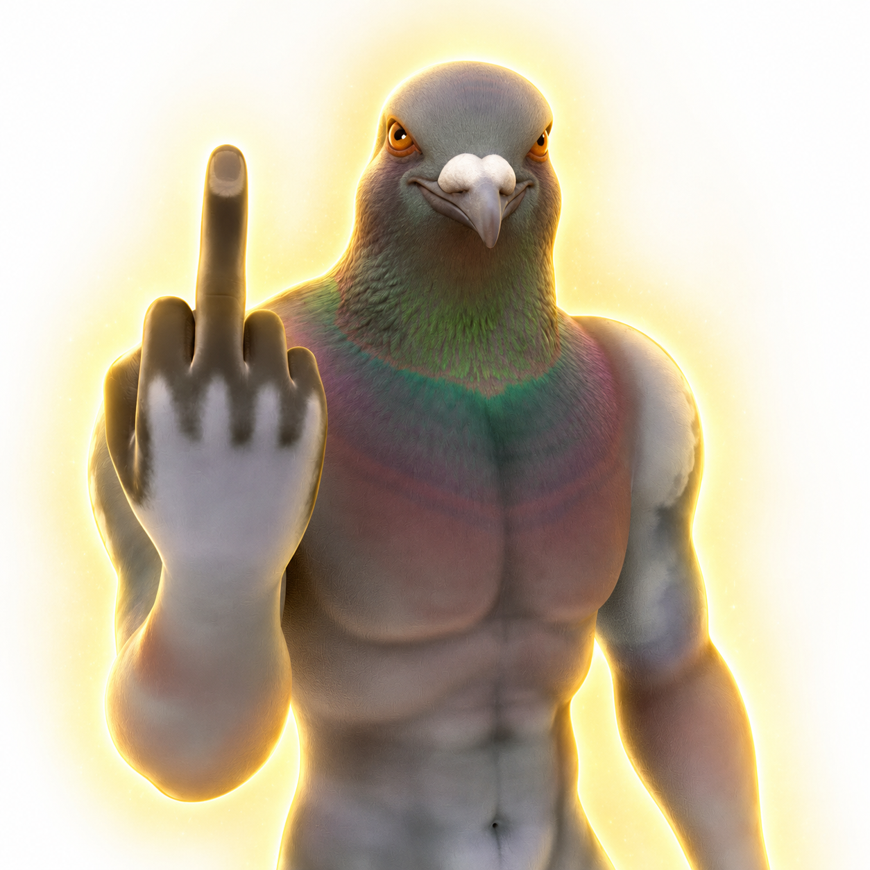 The golden-aura muscular pigeon, mascot of $PIGEONS